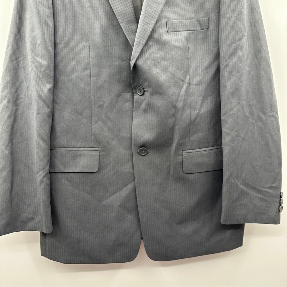 Joseph & Feiss Gray Finely Striped Two Button Long Sleeve Blazer Size 20 - Picture 3 of 10